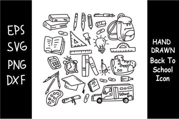 Back to School Icon Set Handrawn Illustr