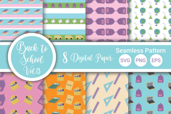 Back to School Pattern Digital Paper Set for Creative Workflows